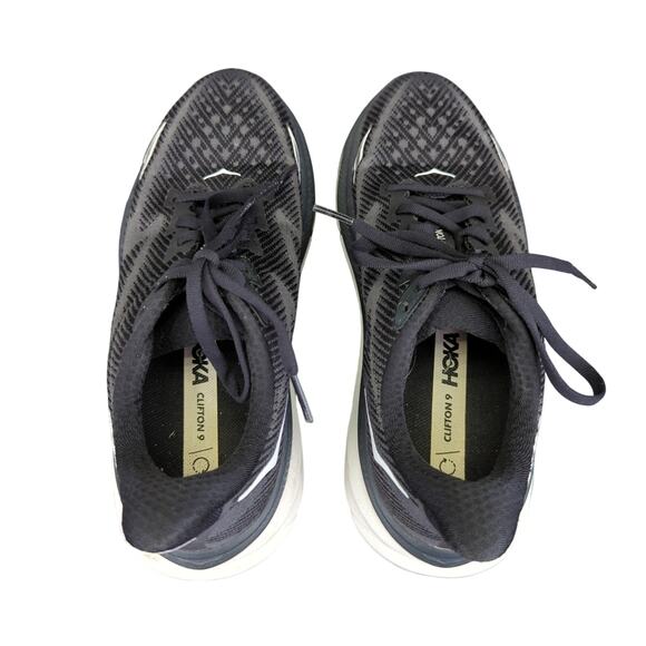 Hoka Clifton 9 Black Athletic Running Shoes Women's Size 7.5B 1127896 BWHT - Picture 6 of 9